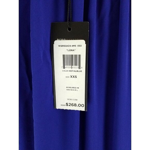BCBGMaxAzria~Size XXS~"LONA" Royal Blue Fit & Flare Pleated Dress NWT $268.00 - Picture 5 of 8